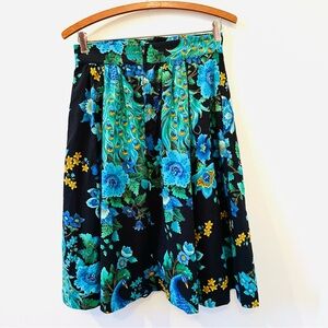 Bea & Dot by ModCloth peacock A line swing skirt vintage vibe size small
